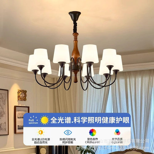 法式中古客厅灯大厅主灯复古实木vintage餐厅吊灯卧室灯2026新款