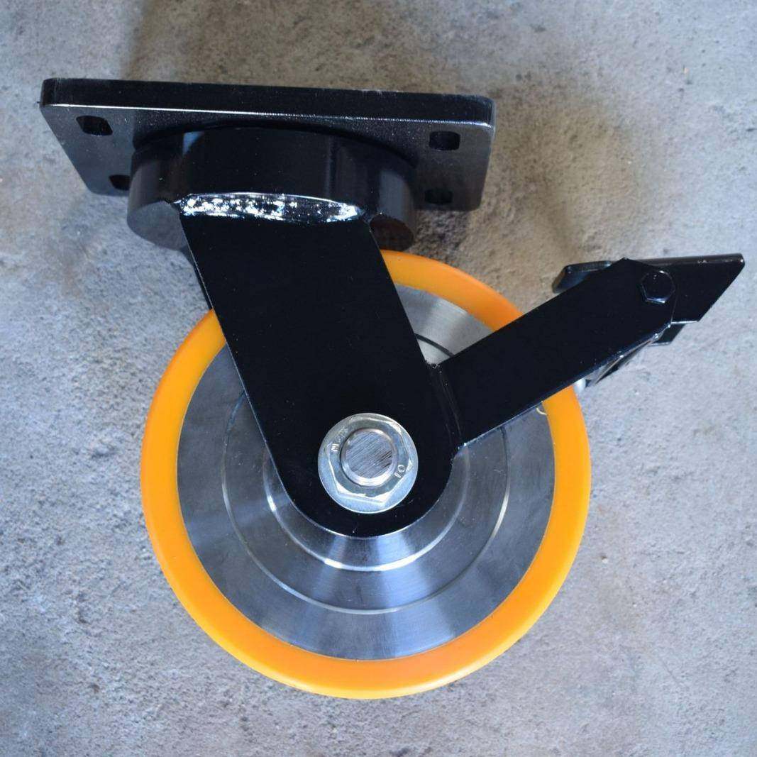 45号钢包胶万向带刹车脚轮不锈钢轮尼龙铁轮机械设备牵引脚轮