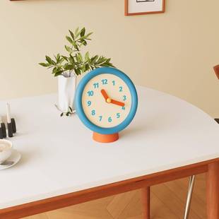 简约时钟创意复古座钟表蓝色卡通钟表客厅家庭卧室装饰桌面摆件