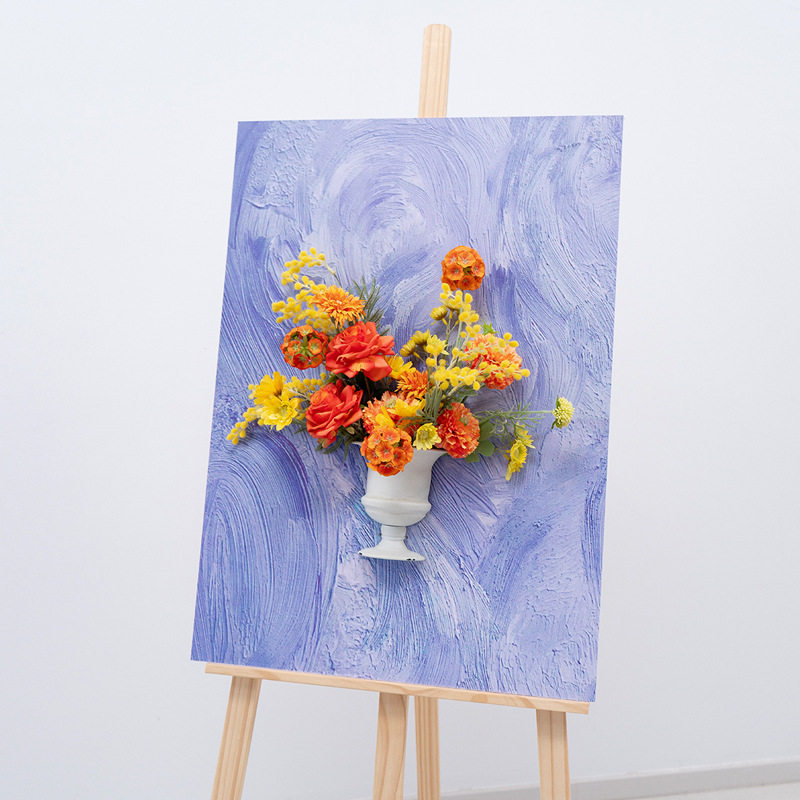 欧式油画风展板立体花瓶花艺