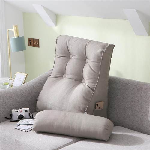 简约纯色带头枕大靠背可调节床头三角靠枕飘窗沙发靠垫抱枕可