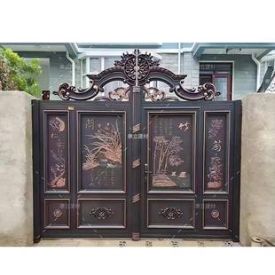 铝艺庭院大门别墅庭院小区大门围墙大门铝合金中式风农村院子大门