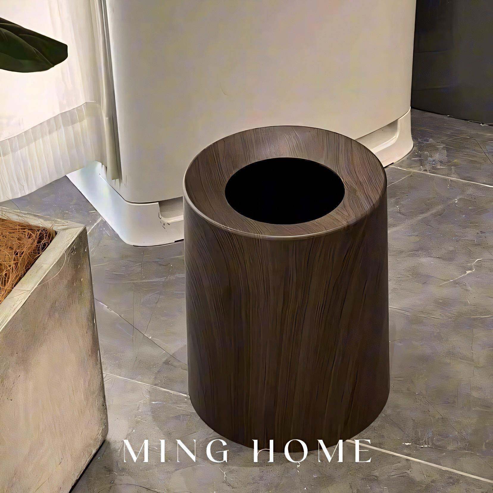 木纹垃圾桶高颜值中古风客厅家用厨房卫生间厕所轻奢大号纸篓