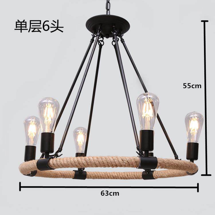 复古工业风吊灯酒吧餐厅服装店美式创意loft铁艺麻绳怀旧个性灯具,家装灯饰光源,智能吊灯,淘宝优惠券,粉丝福利购,淘宝优惠卷
