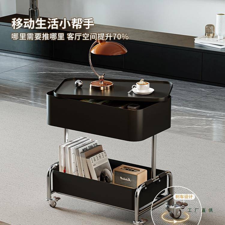 创意边几可移动茶几现代简约沙发边柜客厅小推车置物架带轮小桌子