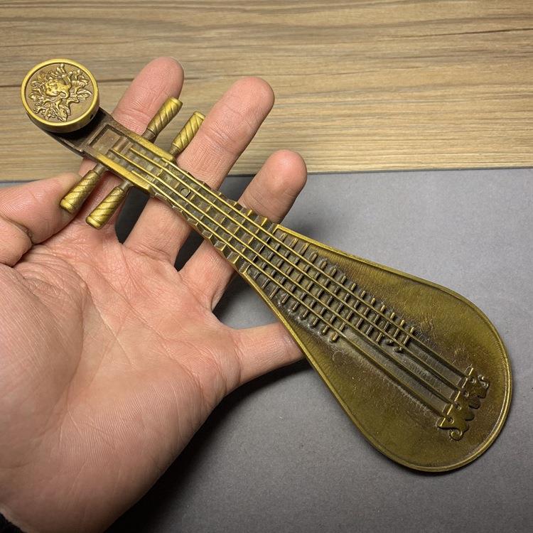 古玩杂项收藏复古铜器摆件琵琶铜器摆件工艺品摆件琵琶模型摆件