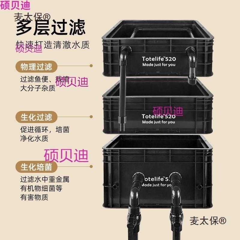 鱼盆周转箱鱼池过滤箱上置滴流盒外置水循环黑色鱼缸过滤器麦太保