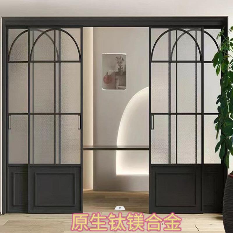 法式厨房铝合金推拉式玻璃门复古阳台推拉门客厅玻璃对开门隔音门