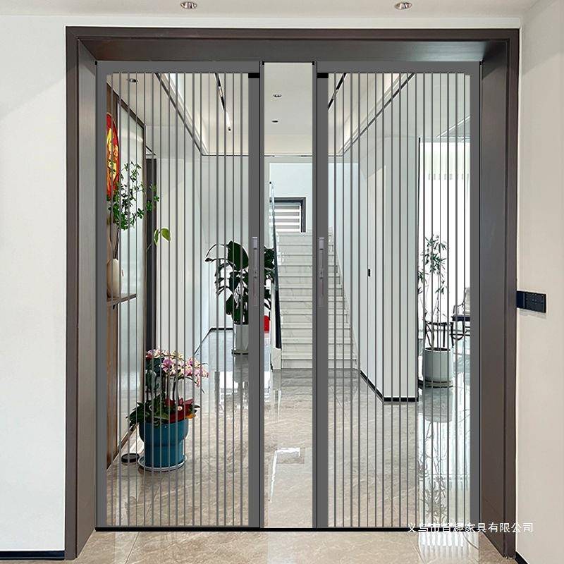水晶折叠推拉门新款隔断门浴室卧室隐形门不透明家用高档伸缩客厅