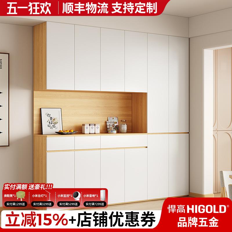 全实木餐边柜小户型现代简约靠墙一体餐厅客厅高柜餐桌嵌入可定