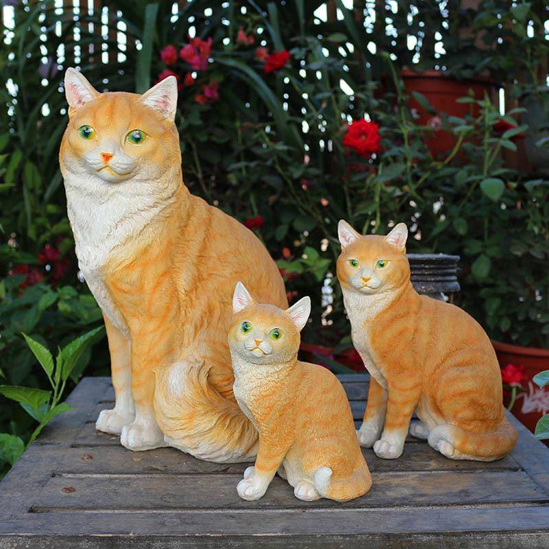 动物树脂工艺品可爱小猫橘猫玩具模型庭院花园装饰仿真猫咪摆件小