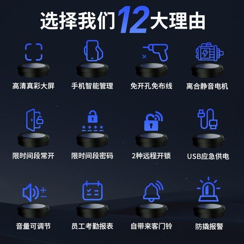 办公室玻璃门密码锁免开孔有框无框单双开指纹锁电子智能锁门禁锁