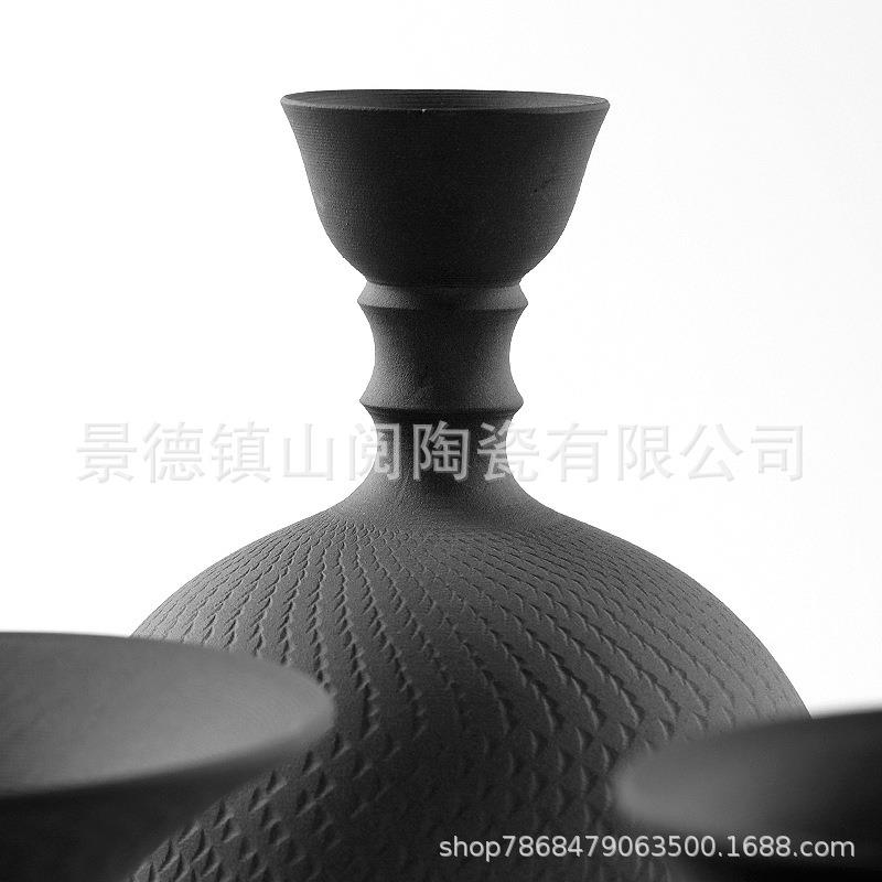 手工素烧花瓶客厅摆件中式插花古典陶瓷美式装饰复古玄关瓷器