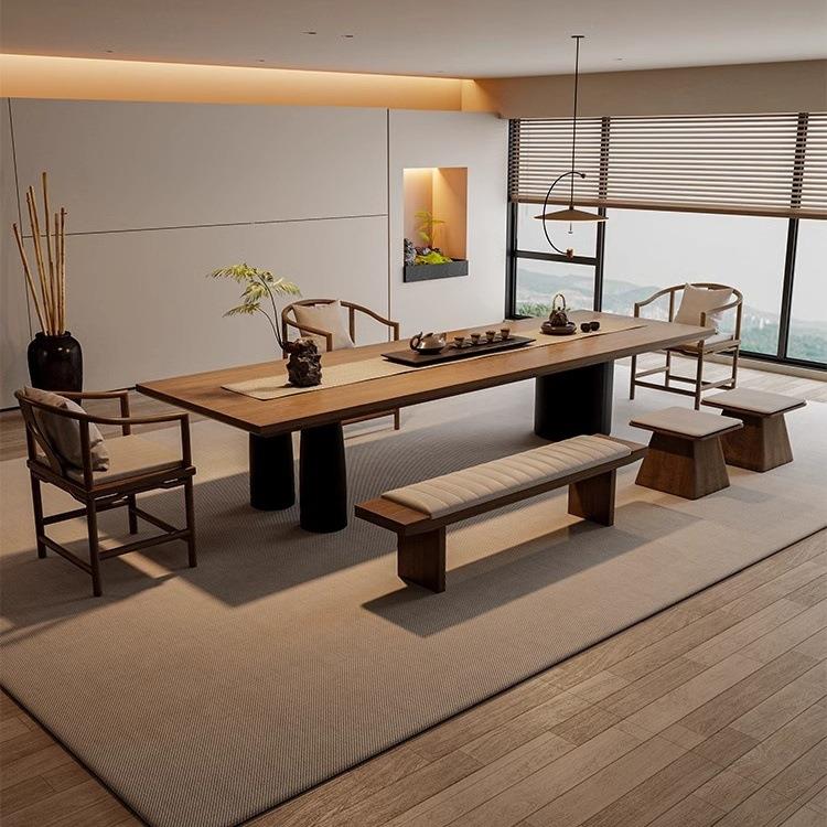 实木茶桌椅组合简约现代客厅家用原木大板茶台办公室功夫实木茶几