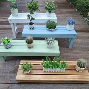 碳化木实木阳台花架子阶梯式庭院置物架落地式大花盆长条凳子工厂