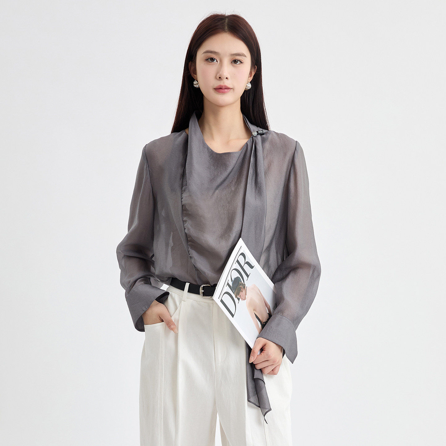 法柚设计师轻奢女装2026春季新款通勤飘带显瘦气质长袖衬衫上衣,女装/女士精品,衬衫,淘宝优惠券,粉丝福利购,淘宝优惠卷