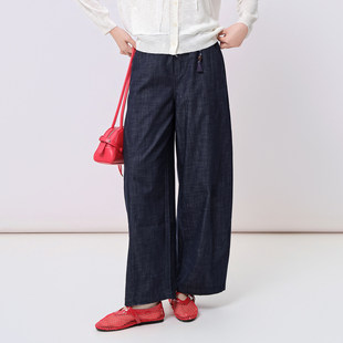 简约休闲松紧系带垂感阔腿裤 女装 宽松直筒百搭 新款 法柚2026夏季