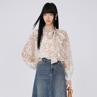 法柚长袖衬衫2026春季新款小个子修身时尚韩版蝴蝶结百搭上衣女