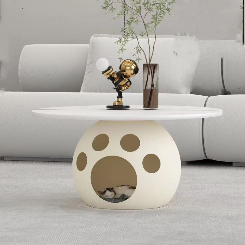 奶油风猫茶几个小户GCX型约宠物店家用客厅性创意圆形收纳网红简