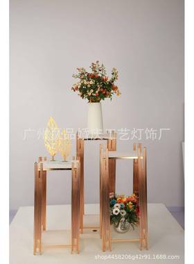 铁艺电镀金色HP-0239甜品台架电视居柜旁落地置物边架花花盆架子