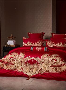 直销2套02提5新HFT款式风100支全棉贡缎花婚庆系中列四件多件套