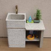 庭院水槽脸442天然石材洗手台盆一柜组合体大理石洗衣池阳落台地