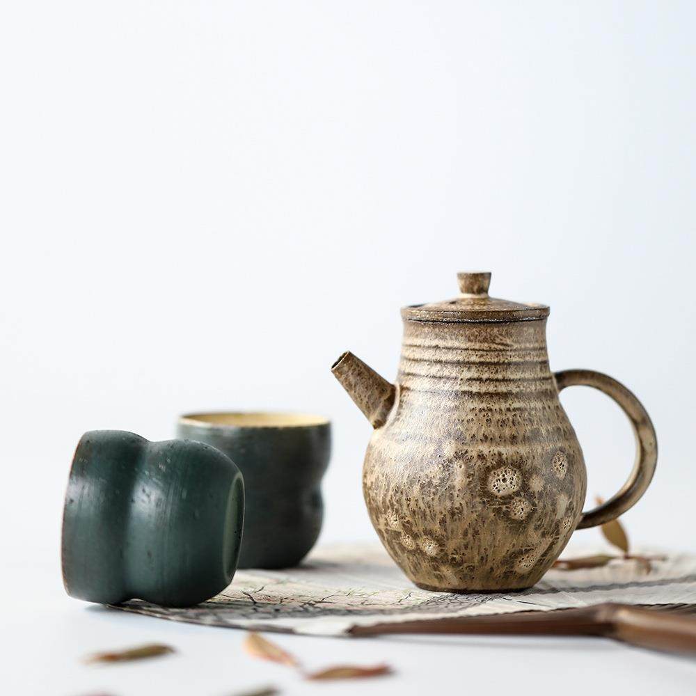 晴先妙峰手捏柴烧紫砂温柴烧壶套壶火痕养开彩诧寂小众片可养润感