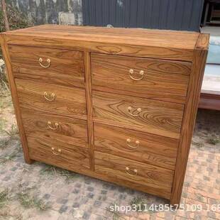 中老榆木边餐柜风PFY化自然纹理实木储物柜新入户门斗柜式实木柜