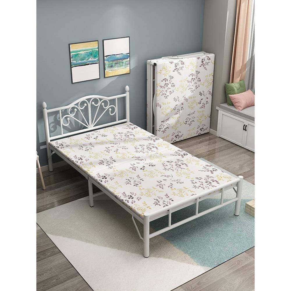 6R家用儿童单双人1..2米折叠床小户型成人1加5铁艺002组装粗休午