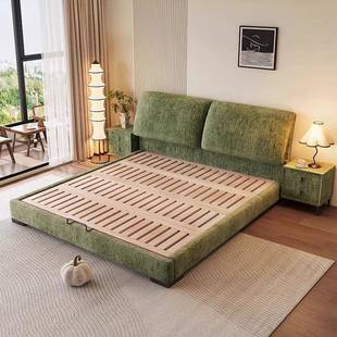 尼尔绒布艺床意人式极简大象CPG耳朵布艺床约现代雪简双软包主卧