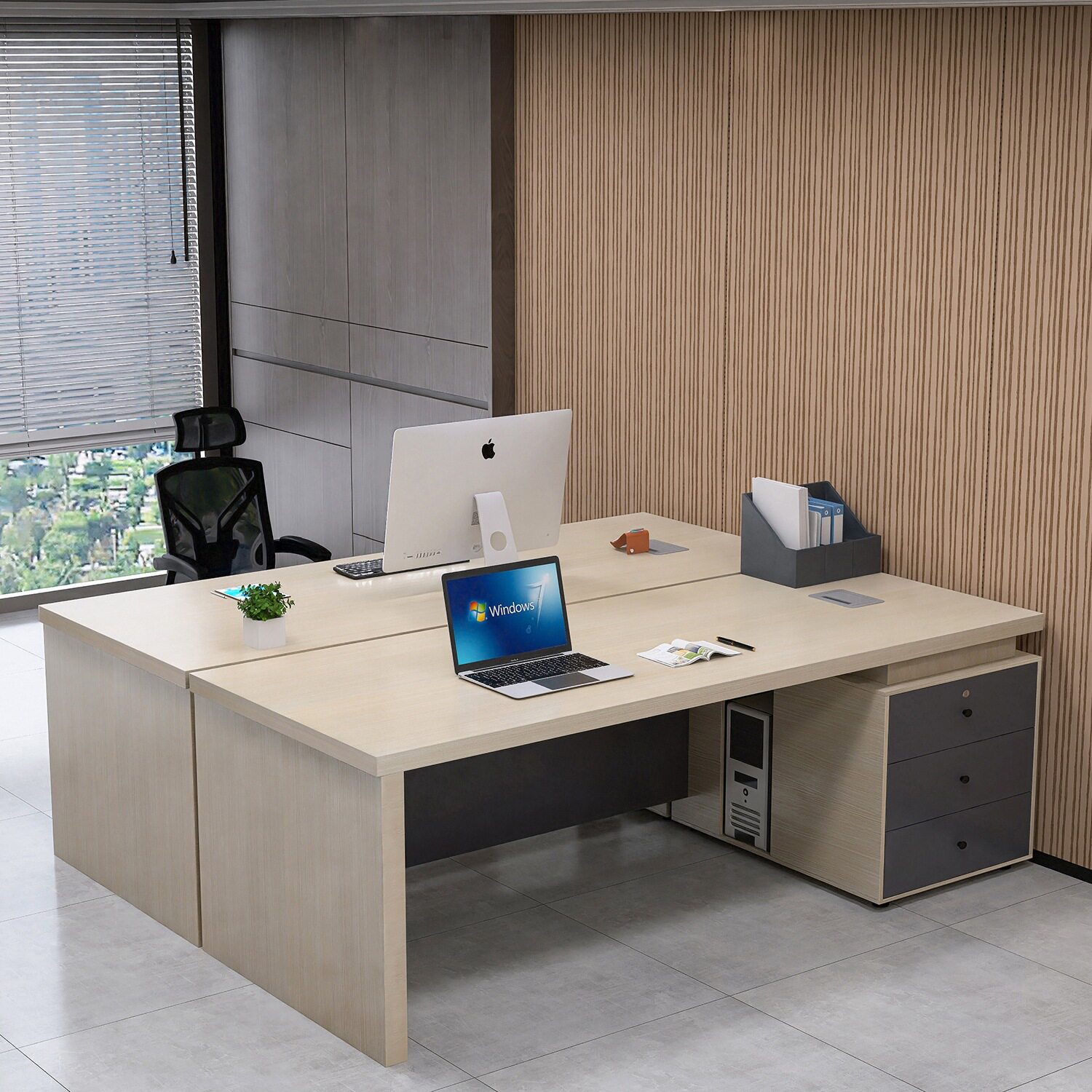 老板办公桌简约现代单人电脑桌主管经理财务桌双人面对面桌椅组E&