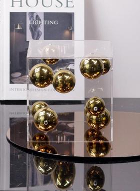 简约创意金不锈球钢桌面摆件软亚克力Z00459-6盒子设计家居书桌装