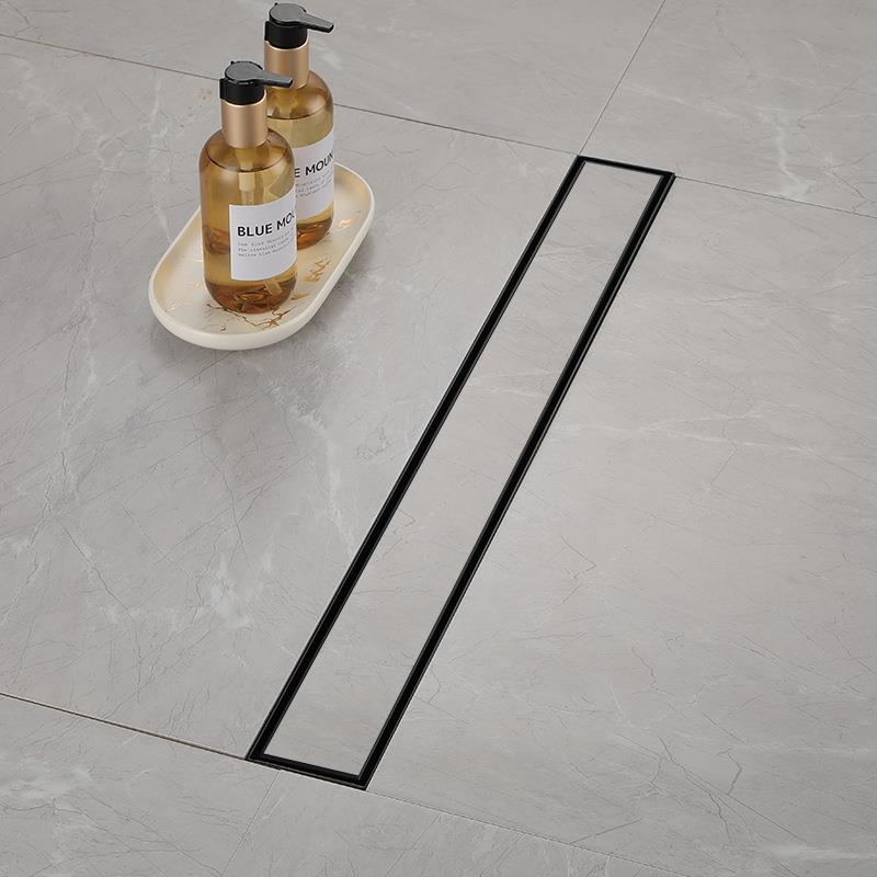 30DL22174锈2钢黑色卫生间淋浴房下道长条形防不臭防堵隐藏地漏DL