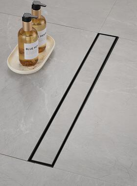 30DL22174锈2钢黑色卫生间淋浴房下道长条形防不臭防堵隐藏地漏DL