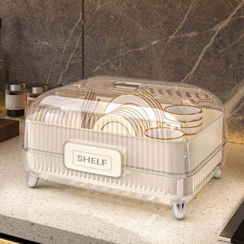 水奶油风轻奢碗碟架家用置厨盒房餐具lz-673收纳带盖防尘沥架厨房,厨房/烹饪用具,碗架,淘宝优惠券,粉丝福利购,淘宝优惠卷