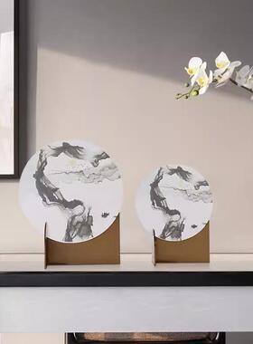 中属亚克水力墨装饰摆件新中式样板间金客厅柜式书房MC-TY-64酒柜