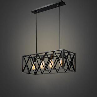 性销售艺吸顶铁形灯铁艺玻IST璃箱餐厅灯长方创意客厅灯个吊灯