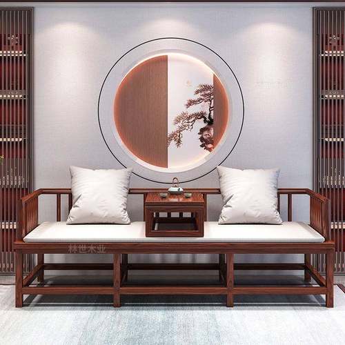 新中式罗汉床实小型现代约WFM罗木汉榻床榻榫卯沙简发简约户客厅
