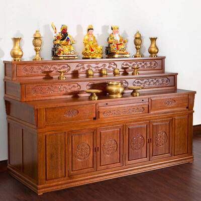 实木佛台佛柜德堂供桌台条案三层QBL008柜家用神香案供台关公中藏