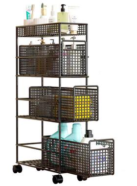 A9夹置物架浴L室洗手间落缝地小推车边柜卫生间多OBX层缝隙收窄纳