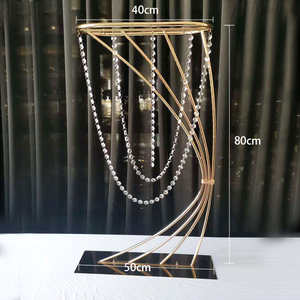 工厂现货电镀金色花架酒店婚庆主桌布置花艺摆件婚礼铁架路引跨境