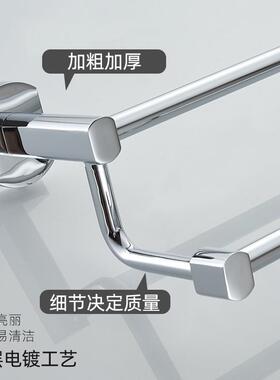 铜高低双杆浴室毛巾架浴巾物式架卫生间毛置巾挂ROZ杆钩带壁挂挂