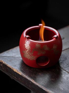 在瓷围炉煮套粗陶日式酒精蜡烛温茶装炉用复家古藤编提梁煮LNP茶