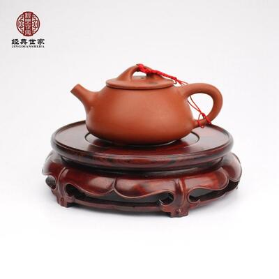 精MHC品红酸枝质实木底座花可旋转镂紫砂空壶瓶工艺品摆件木底座