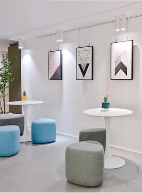 简约现代圆桌形洽谈漆桌圆AAW色桌小型洽谈桌椅烤白色小圆黑小桌