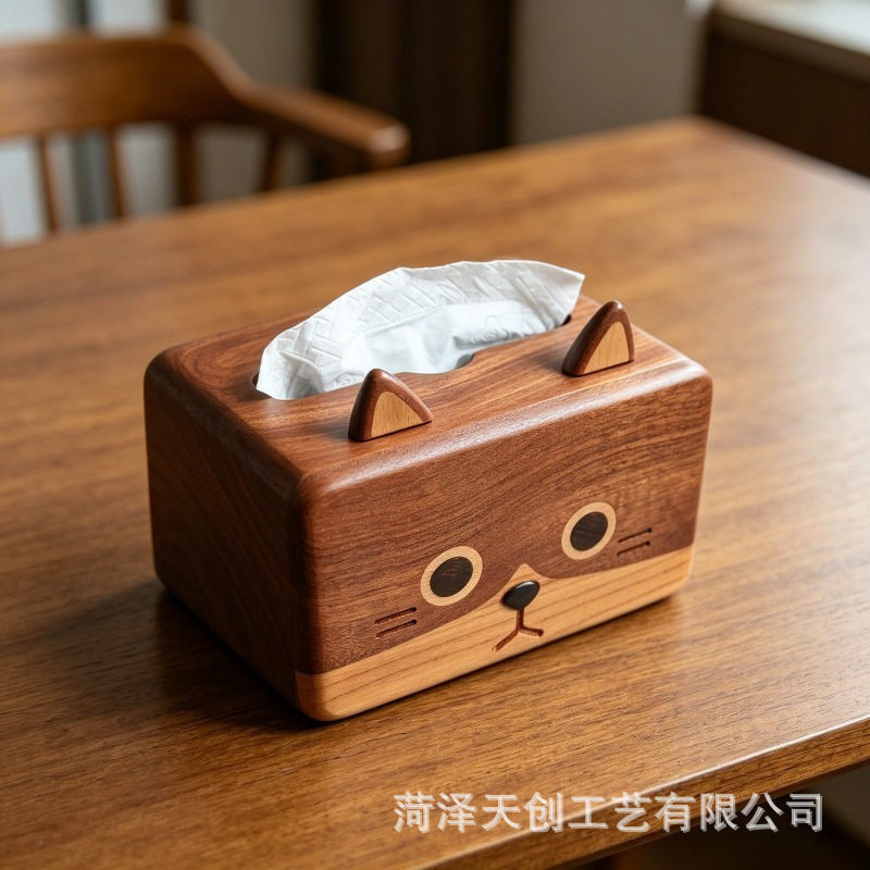 创意家用纸巾盒客厅酒店商务实木抽纸盒现代简约办公室桌面纸抽盒