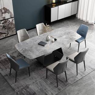 天然大理石餐桌椅组饭合约现代简轻ACH奢用家桌意式 极简风长方形