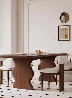 法式中古实木餐桌计师设长方形书做旧桌复古长桌桌原木YRZ洽谈大