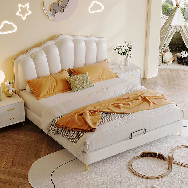 现代简约皮艺儿童床1.2米 小户型次卧网红男孩女孩床公主床1.3