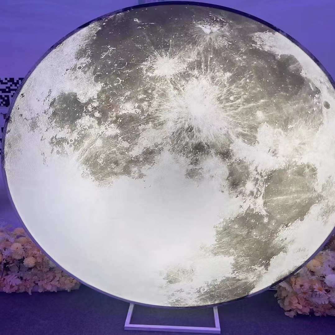 1.8米三色变光圆月亮 圆月摆件 圆月亮灯箱 月亮 moon lightbox